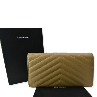 YVES SAINT LAURENT Monogram Grain De Poudre Wallet Beige