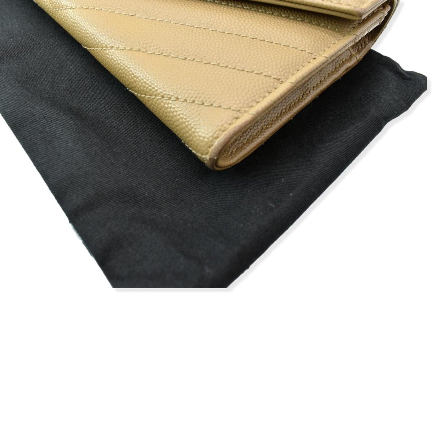 YVES SAINT LAURENT Monogram Grain De Poudre Wallet Beige