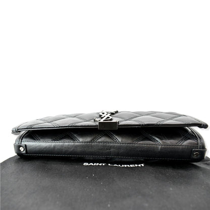 YVES SAINT LAURENT Becky Quilted Leather Crossbody Chain Bag Black