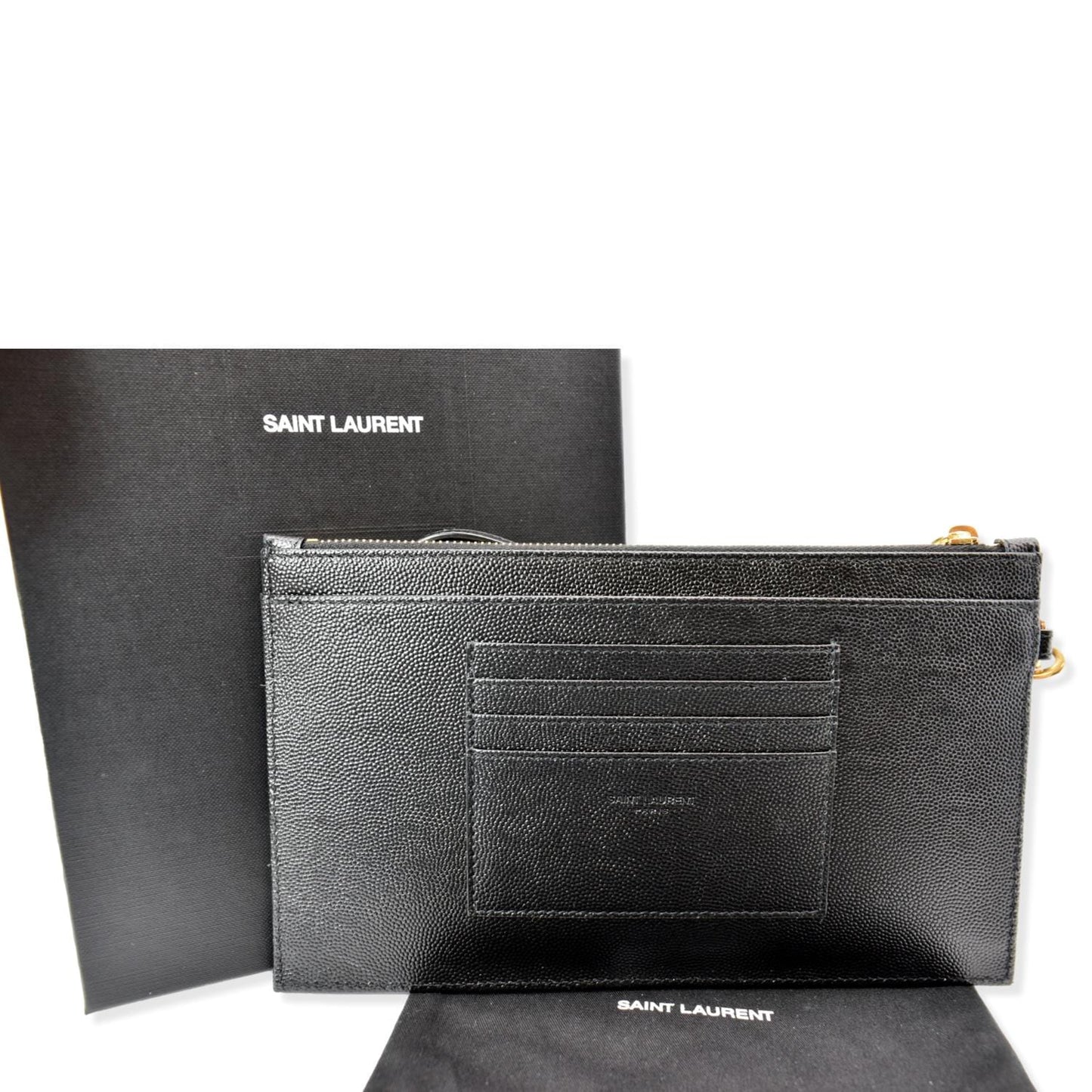YVES SAINT LAURENT Matelasse Large Bill Monogram Pouch Black
