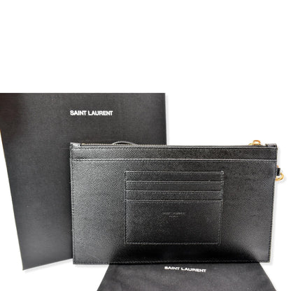 YVES SAINT LAURENT Matelasse Large Bill Monogram Pouch Black