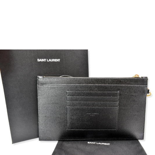 YVES SAINT LAURENT Matelasse Large Bill Monogram Pouch Black