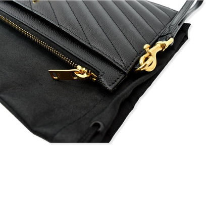 YVES SAINT LAURENT Matelasse Large Bill Monogram Pouch Black