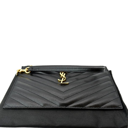 YVES SAINT LAURENT Matelasse Large Bill Monogram Pouch Black