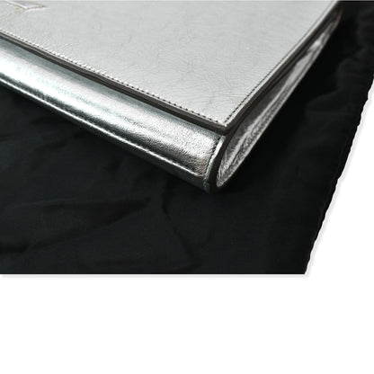 YVES SAINT LAURENT Belle de Jour Leather Clutch Bag Silver
