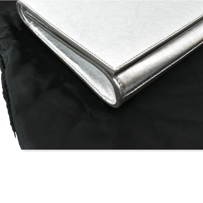 YVES SAINT LAURENT Belle de Jour Leather Clutch Bag Silver