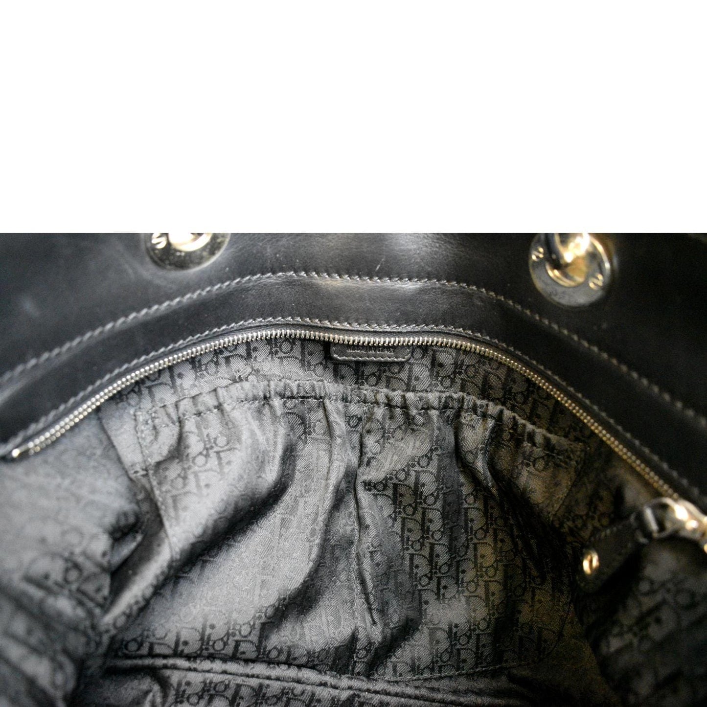 CHRISTIAN DIOR Quilted Satin Tote Bag Black