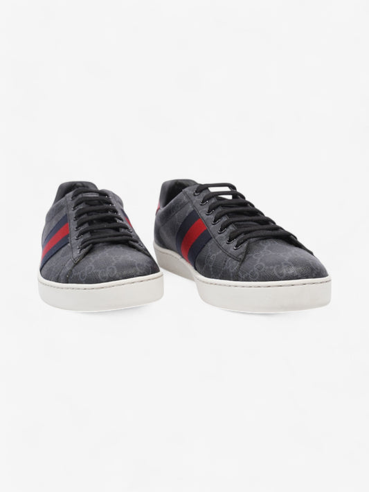 Gucci Ace GG Supreme Sneakers Black / Red / Navy Canvas EU 43.5 UK 9.5