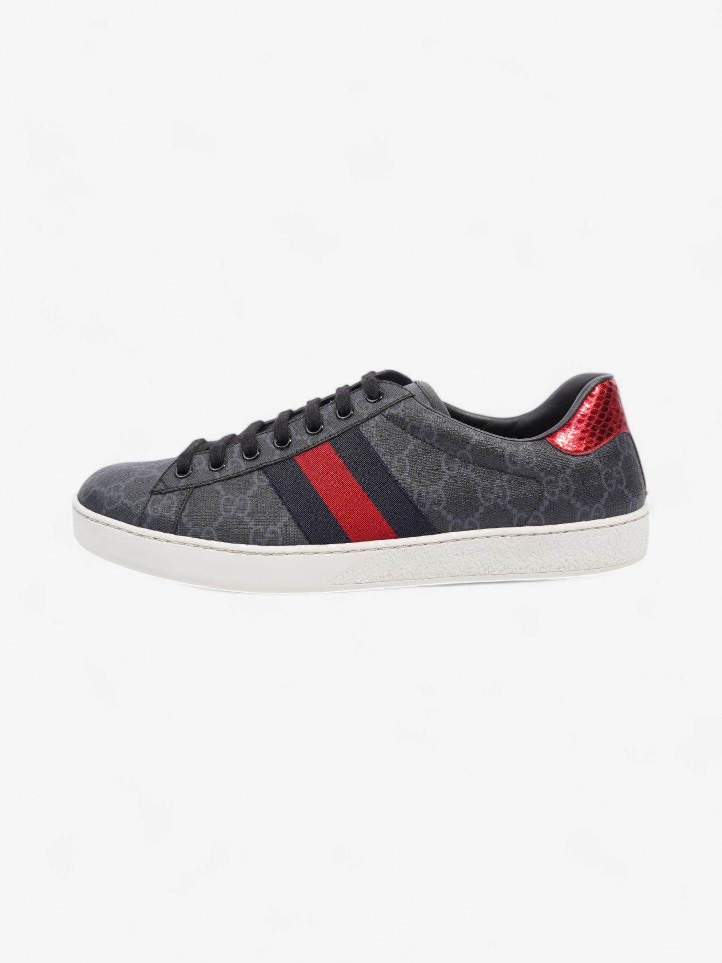 Gucci Ace GG Supreme Sneakers Black / Red / Navy Canvas EU 43.5 UK 9.5