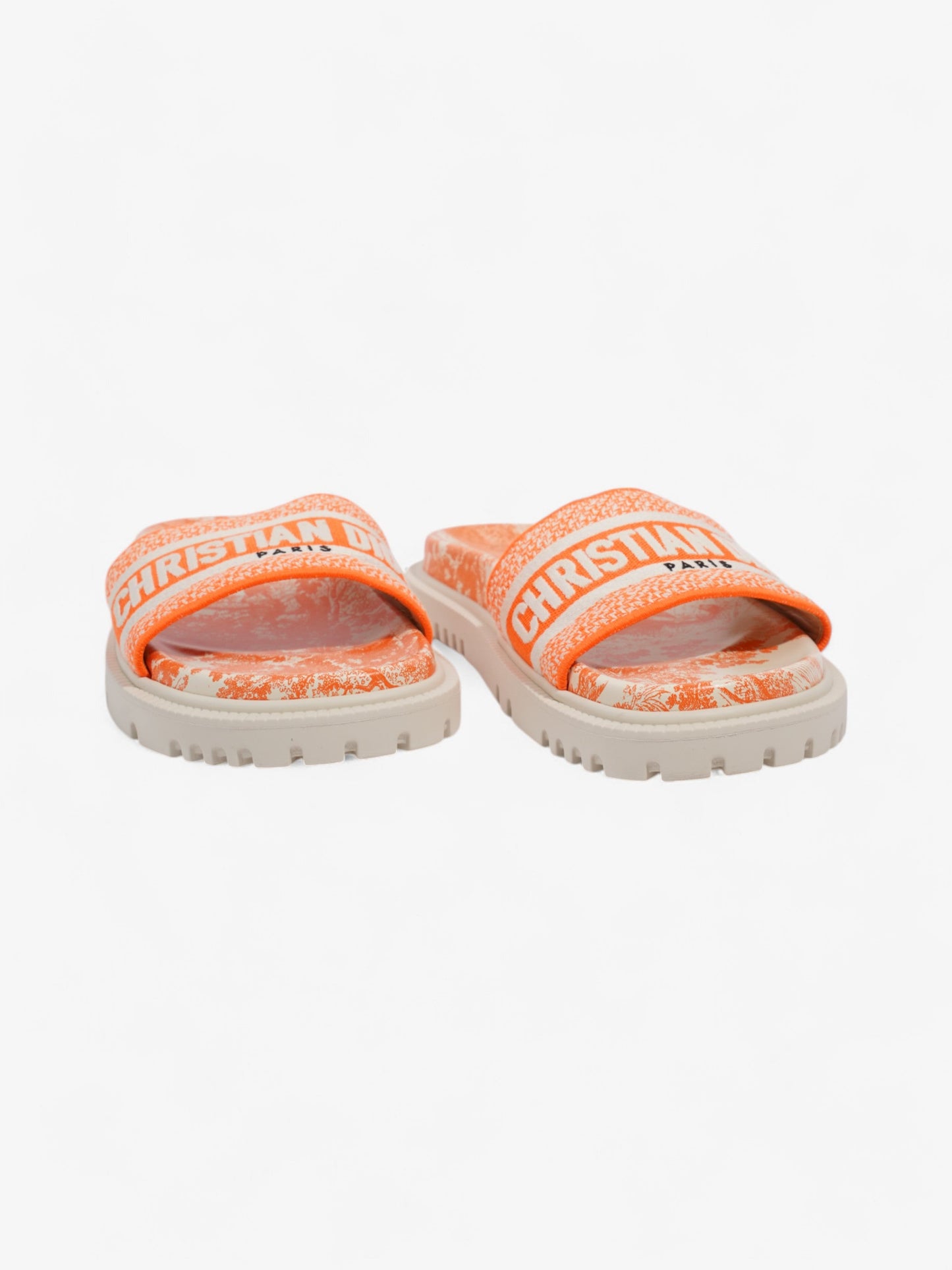 Christian Dior Dway Slides Orange / White Canvas EU 38.5 UK 5.5