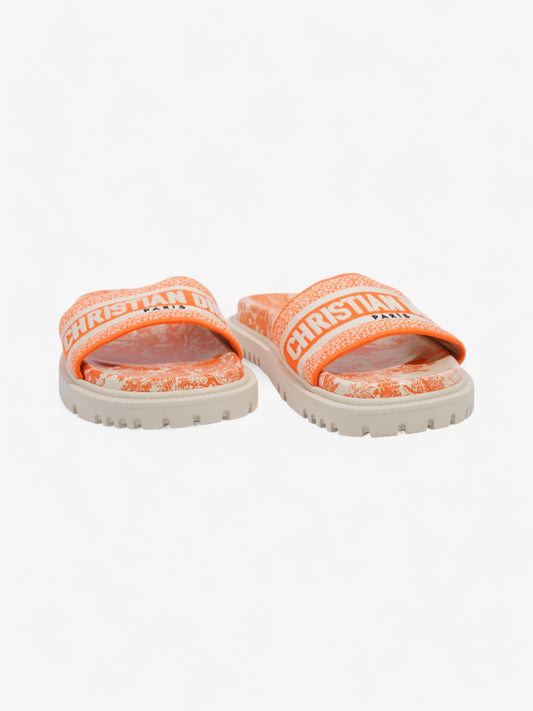 Christian Dior Dway Slides Orange / White Canvas EU 38.5 UK 5.5