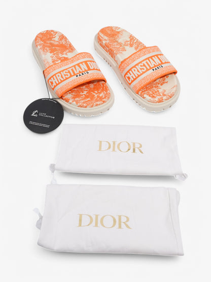 Christian Dior Dway Slides Orange / White Canvas EU 38.5 UK 5.5