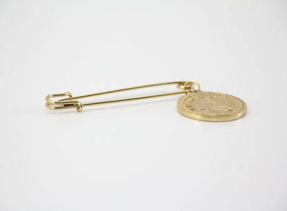 Chanel Vintage 03P Metal Ms Coco Coin Motif Brooch