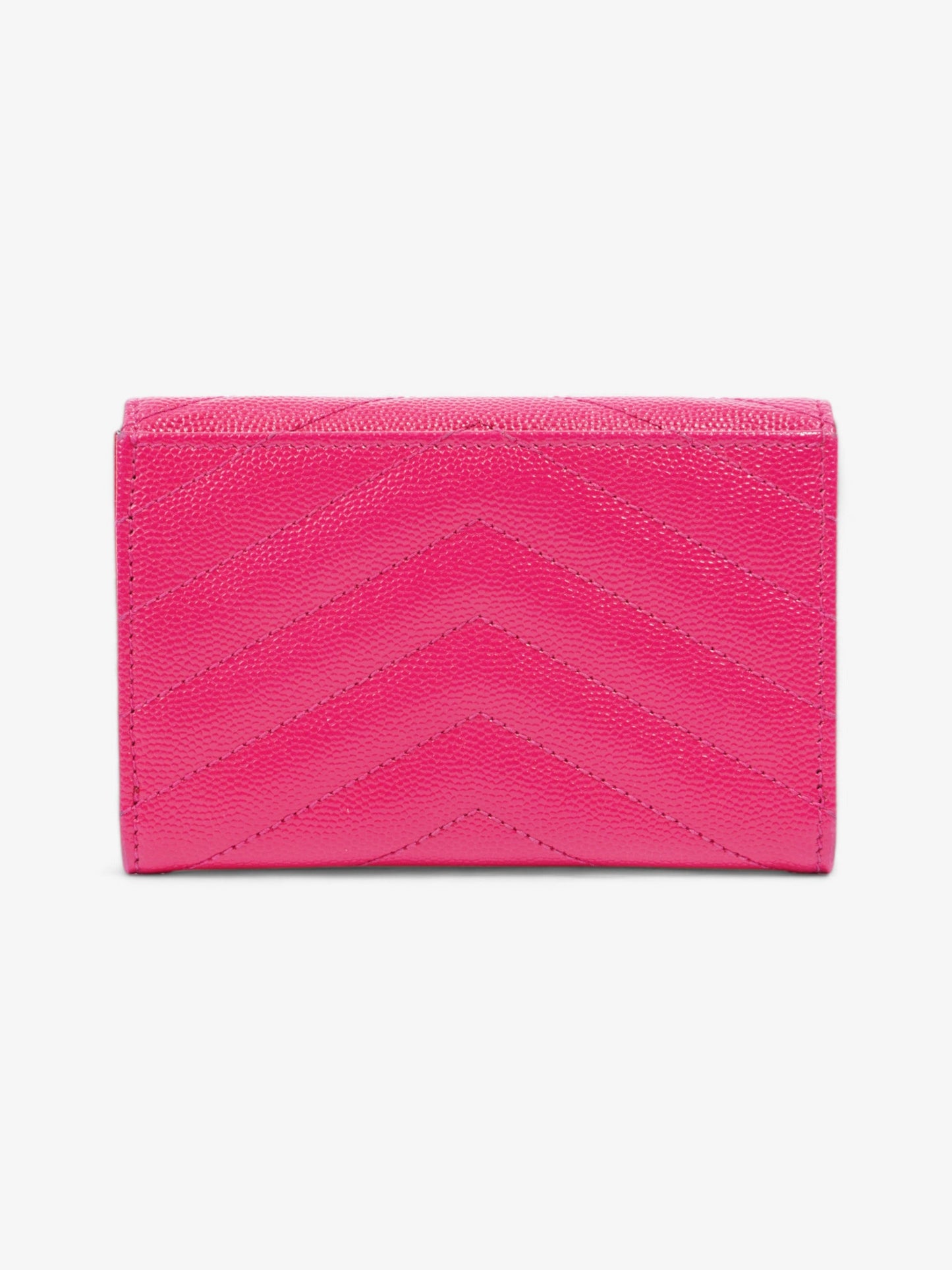 Saint Laurent Monogram Envelope Wallet Bubblegum Pink / Gold Grained Leather Small