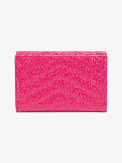Saint Laurent Monogram Envelope Wallet Bubblegum Pink / Gold Grained Leather Small