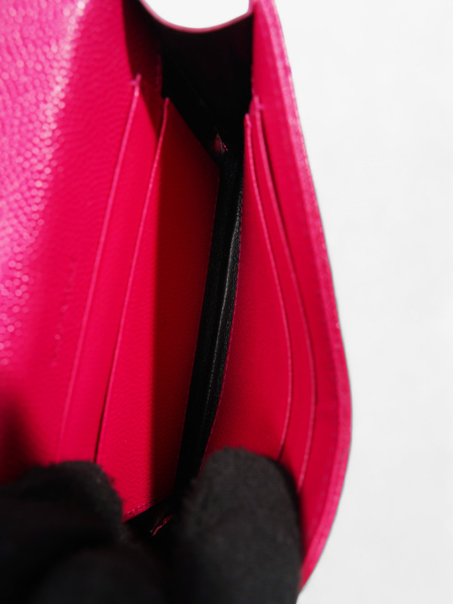 Saint Laurent Monogram Envelope Wallet Bubblegum Pink / Gold Grained Leather Small