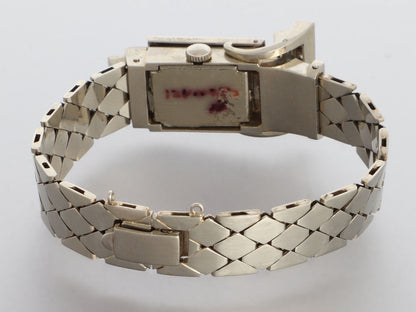 Gotham Vintage 14K White Gold Diamond Retro Flip-Top Watch Bracelet