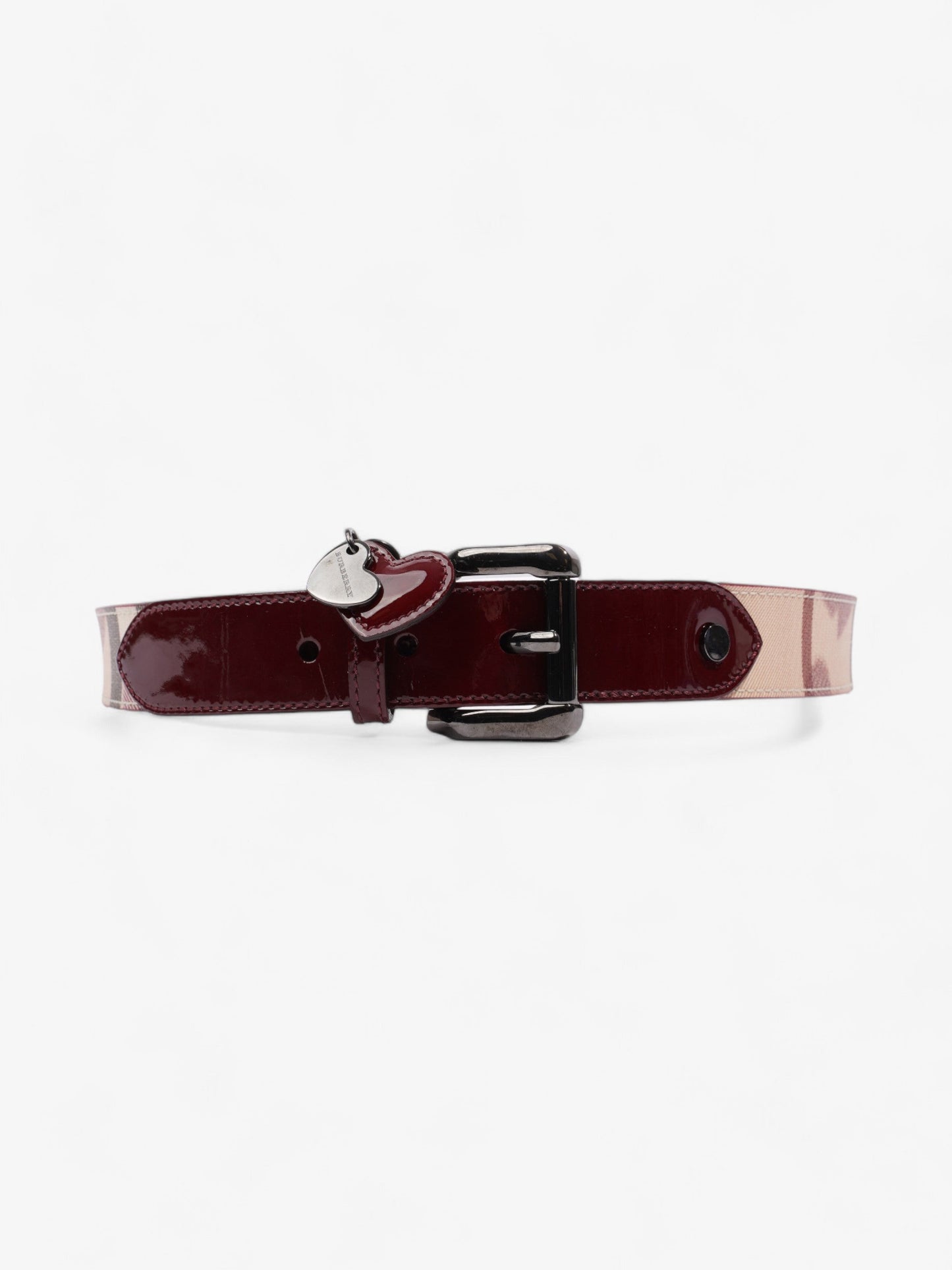 Burberry Heart Tag Belt Nova Check / Red Patent Leather 90cm / 36"