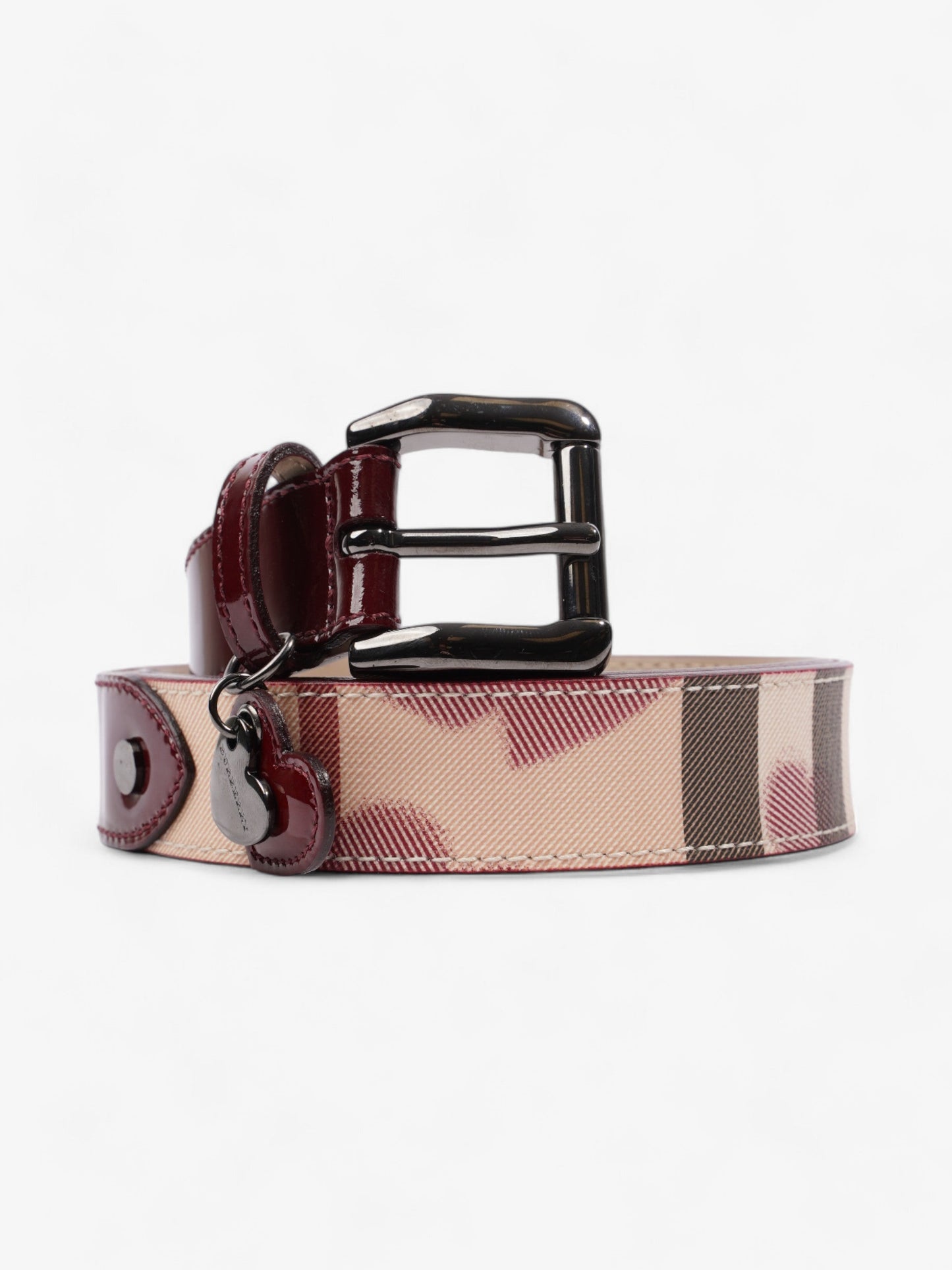 Burberry Heart Tag Belt Nova Check / Red Patent Leather 90cm / 36"