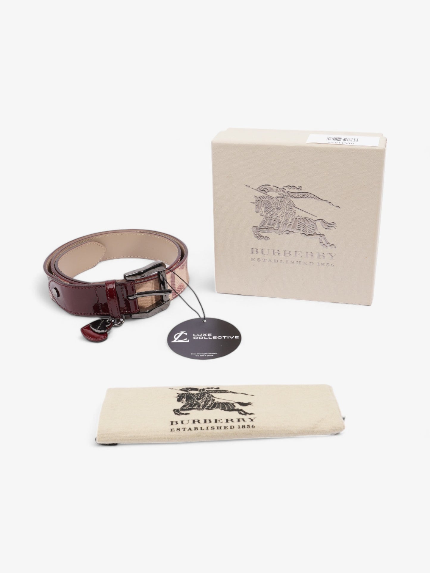 Burberry Heart Tag Belt Nova Check / Red Patent Leather 90cm / 36"