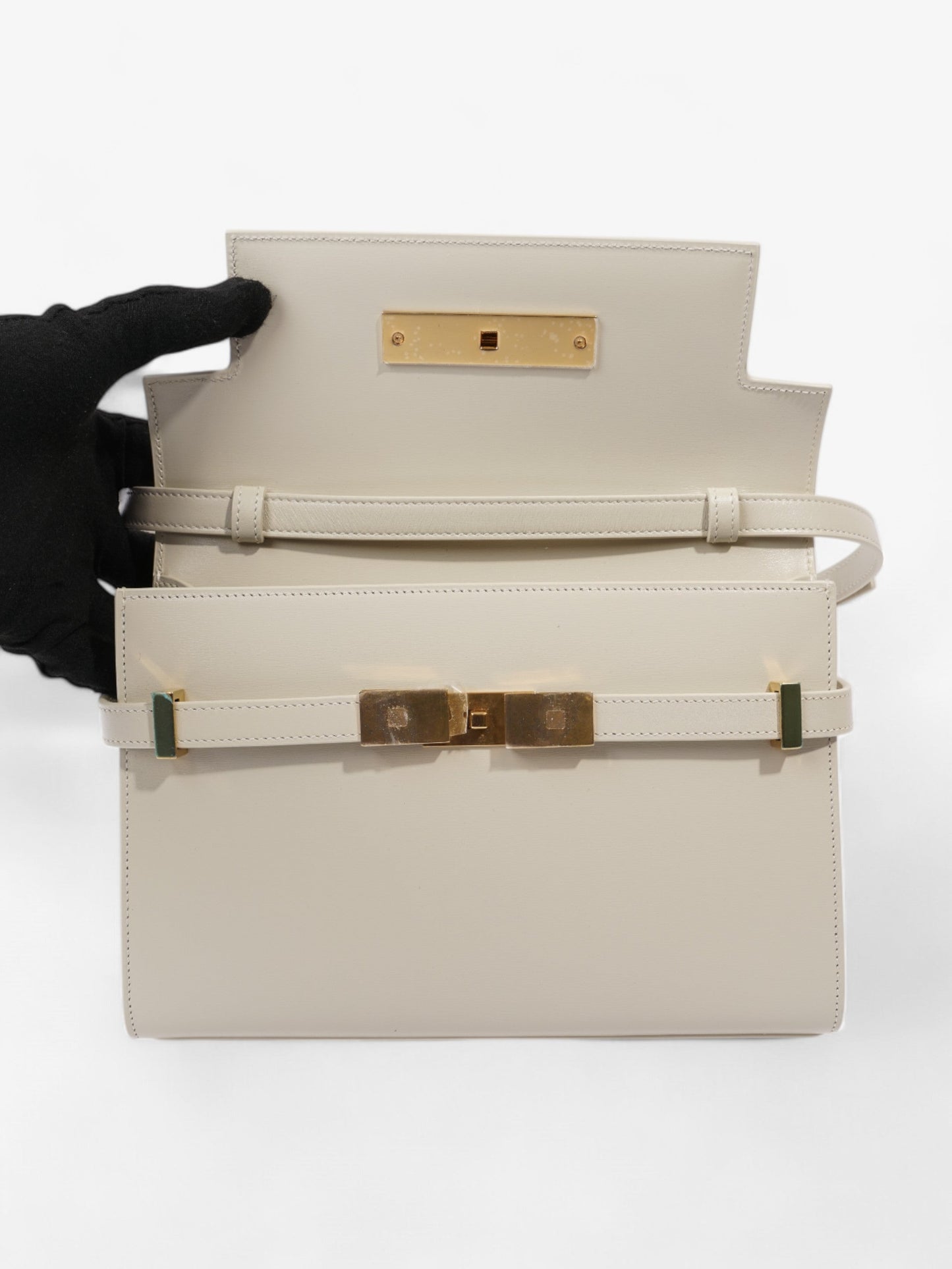 Saint Laurent Manhattan Blanc Vintage Calfskin Leather Small