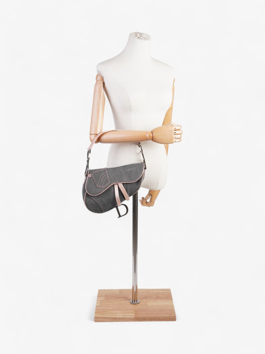 Christian Dior Saddle Bag Grey / Light Pink Denim