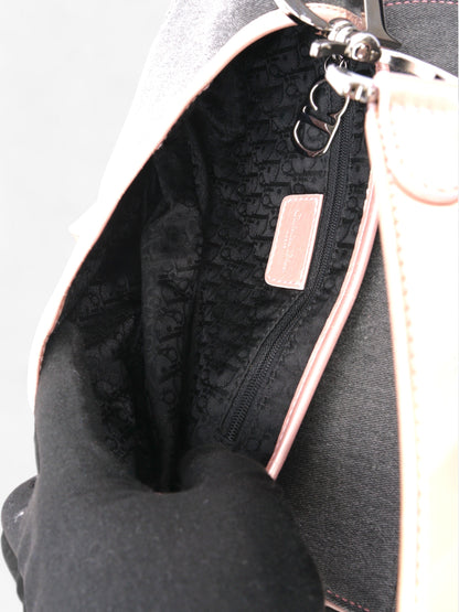 Christian Dior Saddle Bag Grey / Light Pink Denim