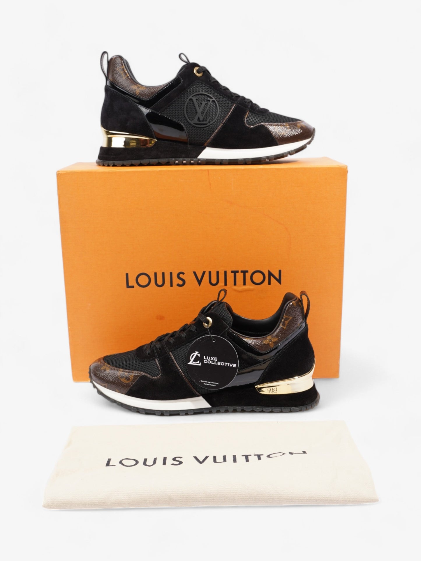 Louis Vuitton Run Away Sneakers Black / Brown Monogram Mesh EU 40 UK 7