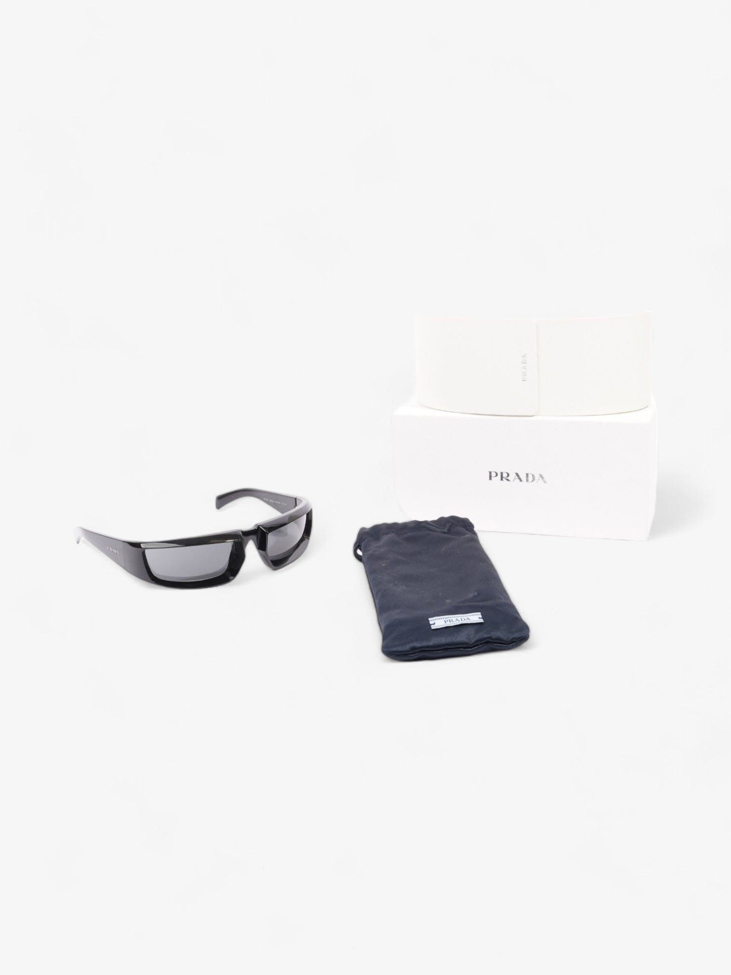 Prada Wrap Around Sunglasses Black Acetate 120mm