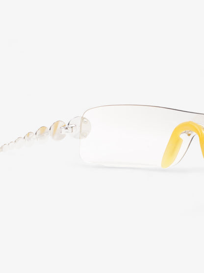 Christian Dior Clear Shield Sunglasses Silver Base Metal 120mm