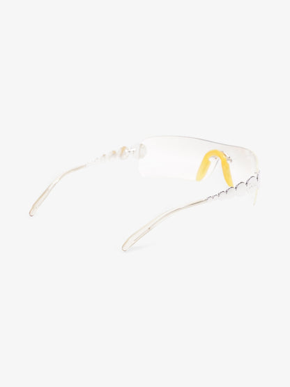 Christian Dior Clear Shield Sunglasses Silver Base Metal 120mm