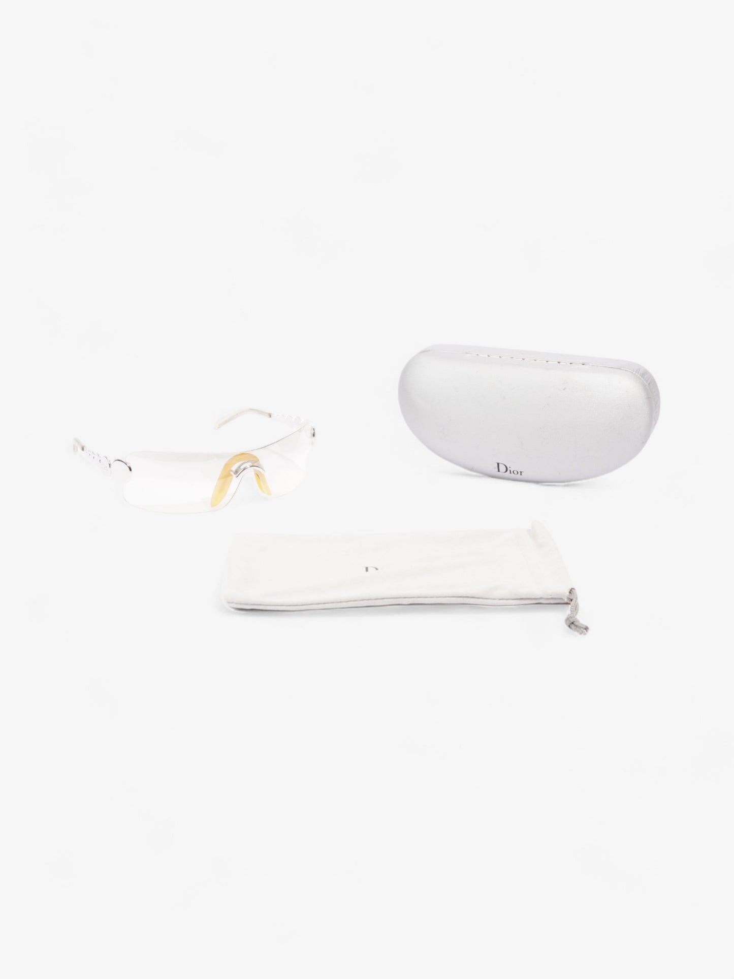 Christian Dior Clear Shield Sunglasses Silver Base Metal 120mm