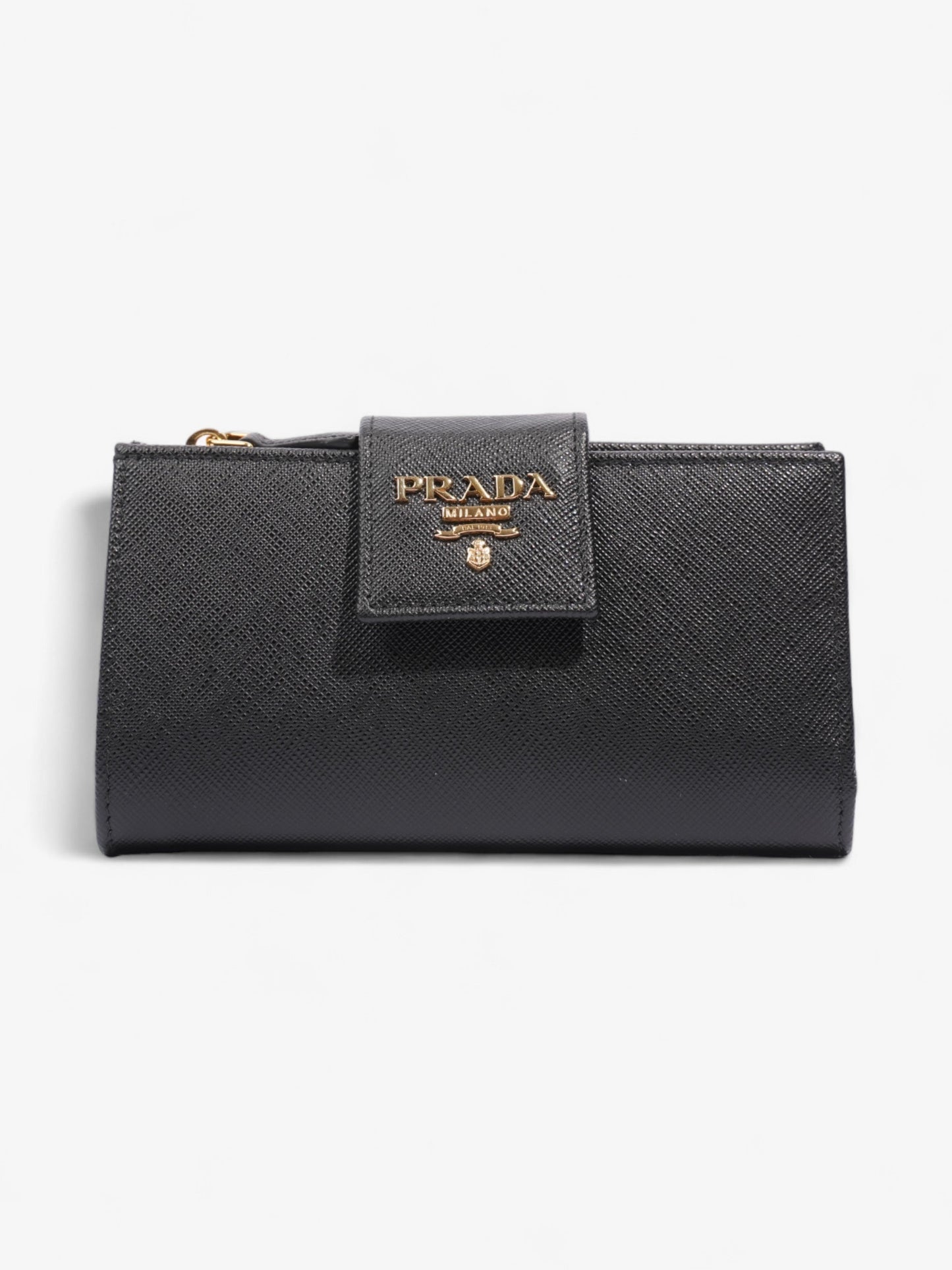 Prada Fold Up Wallet Black Saffiano Leather