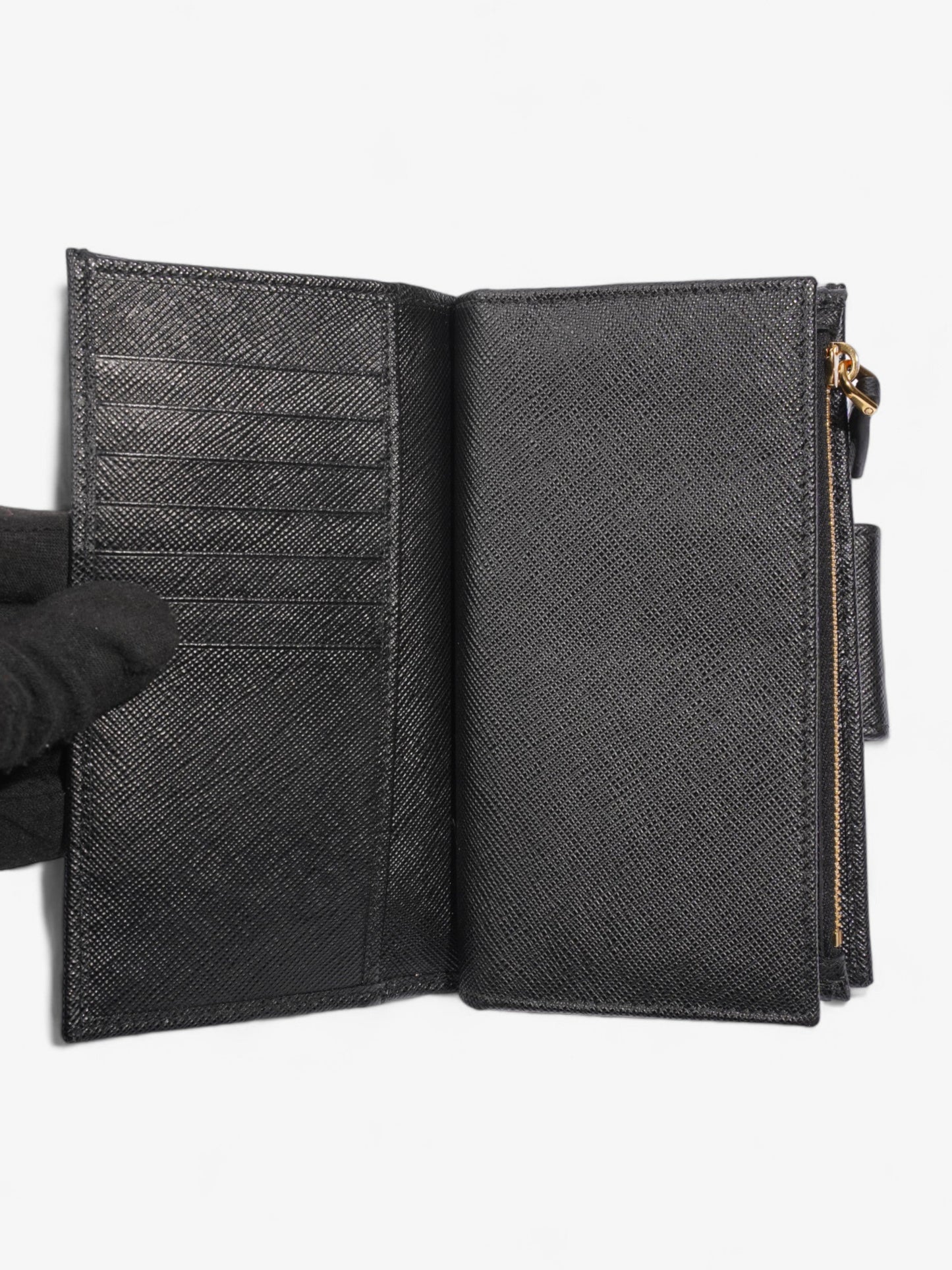 Prada Fold Up Wallet Black Saffiano Leather