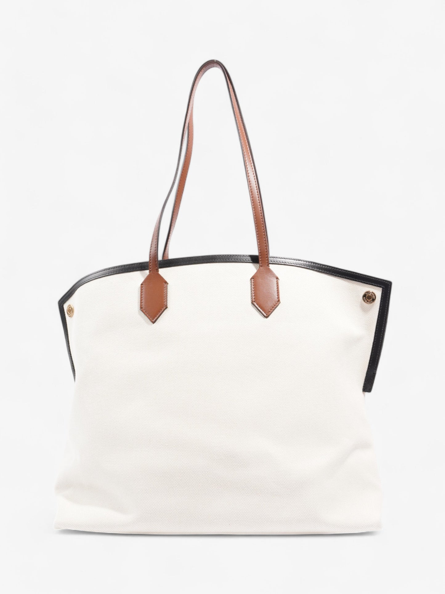 Burberry Society Tote White / Black / Brown Canvas Large