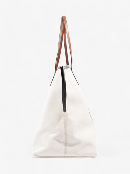 Burberry Society Tote White / Black / Brown Canvas Large