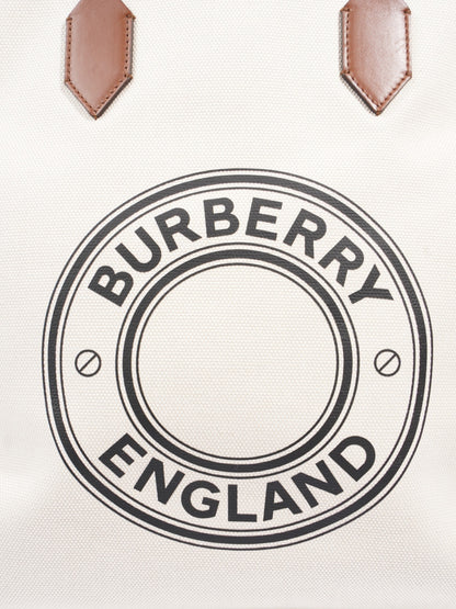Burberry Society Tote White / Black / Brown Canvas Large