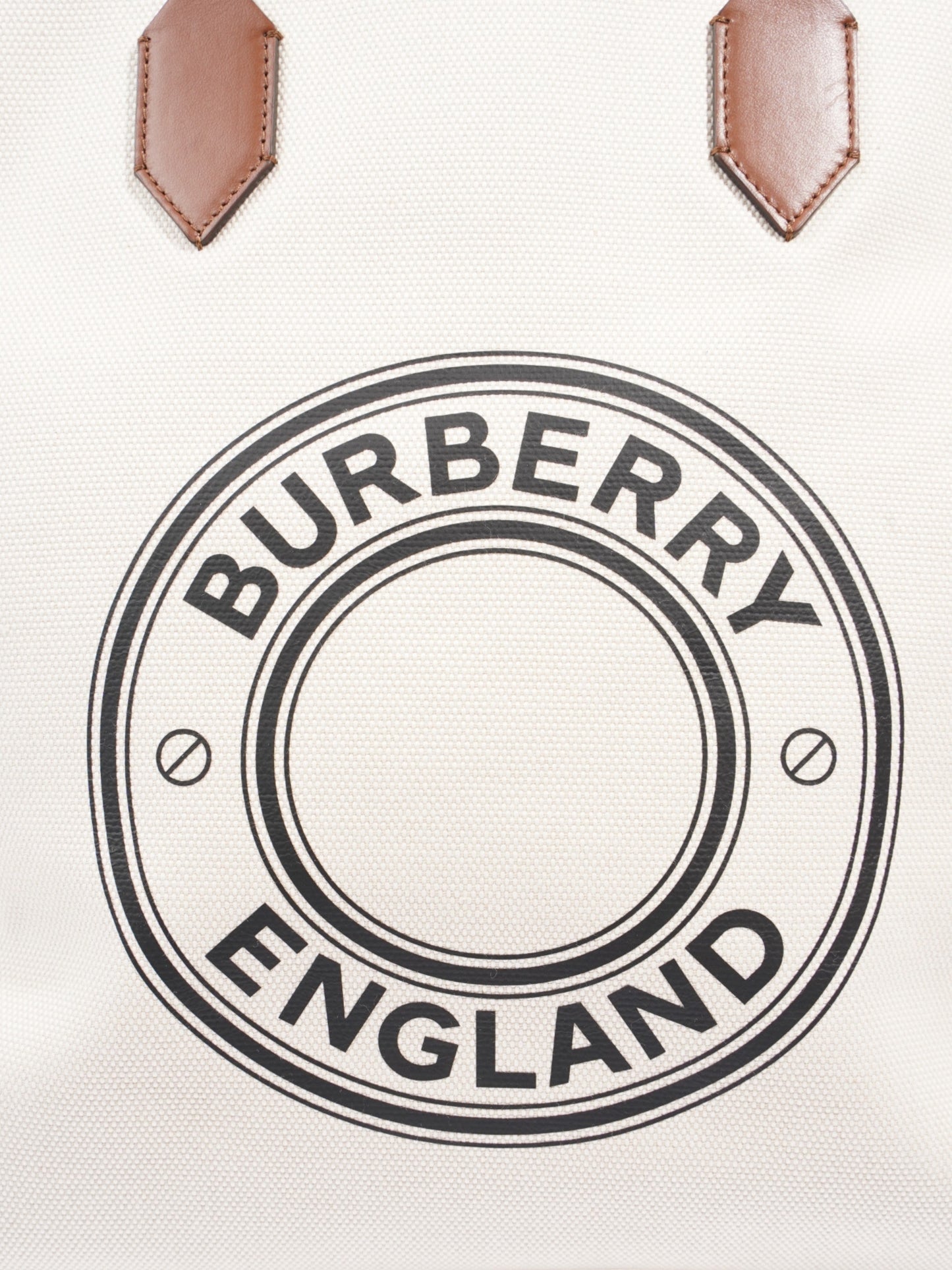 Burberry Society Tote White / Black / Brown Canvas Large