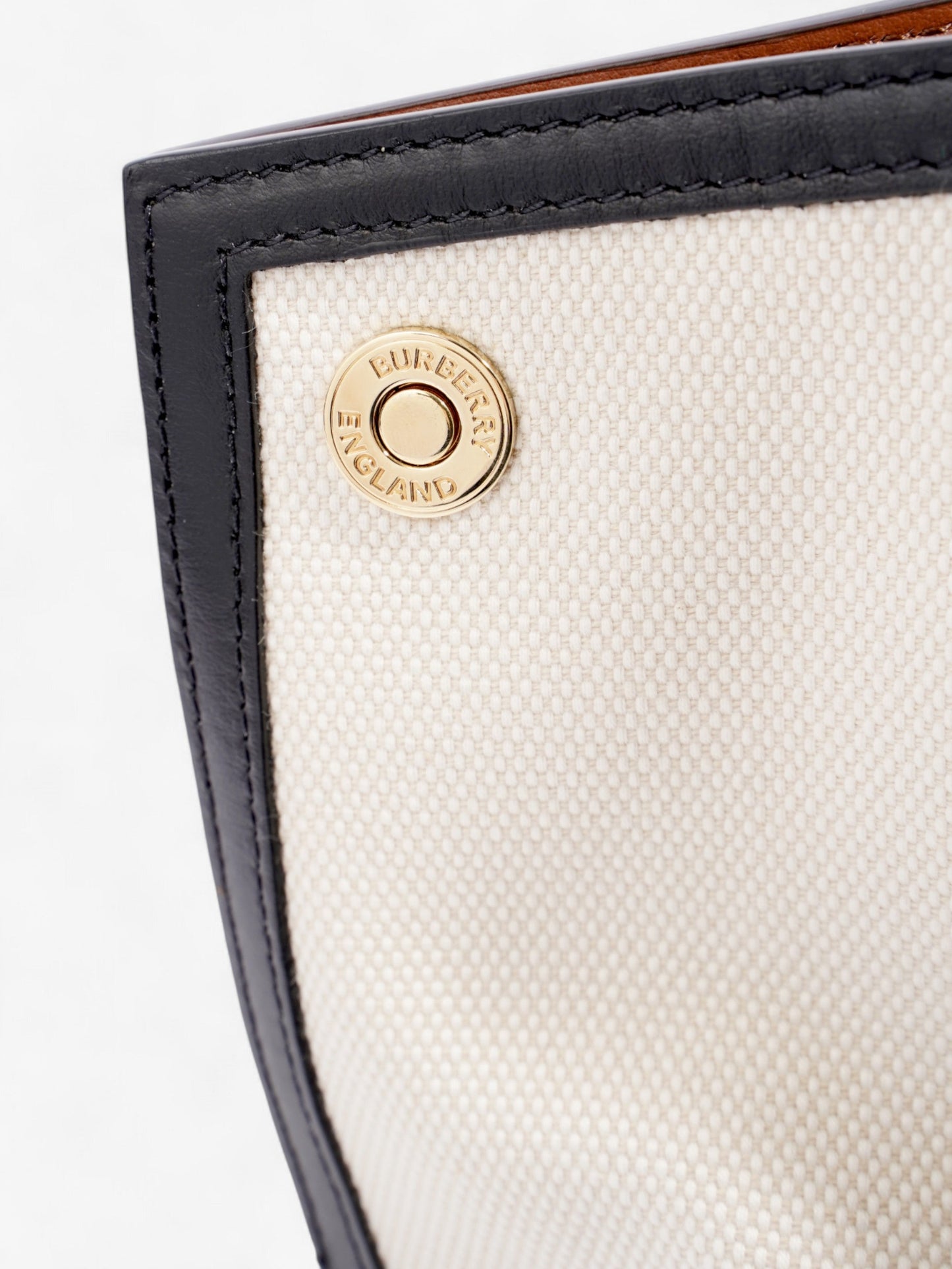 Burberry Society Tote White / Black / Brown Canvas Large