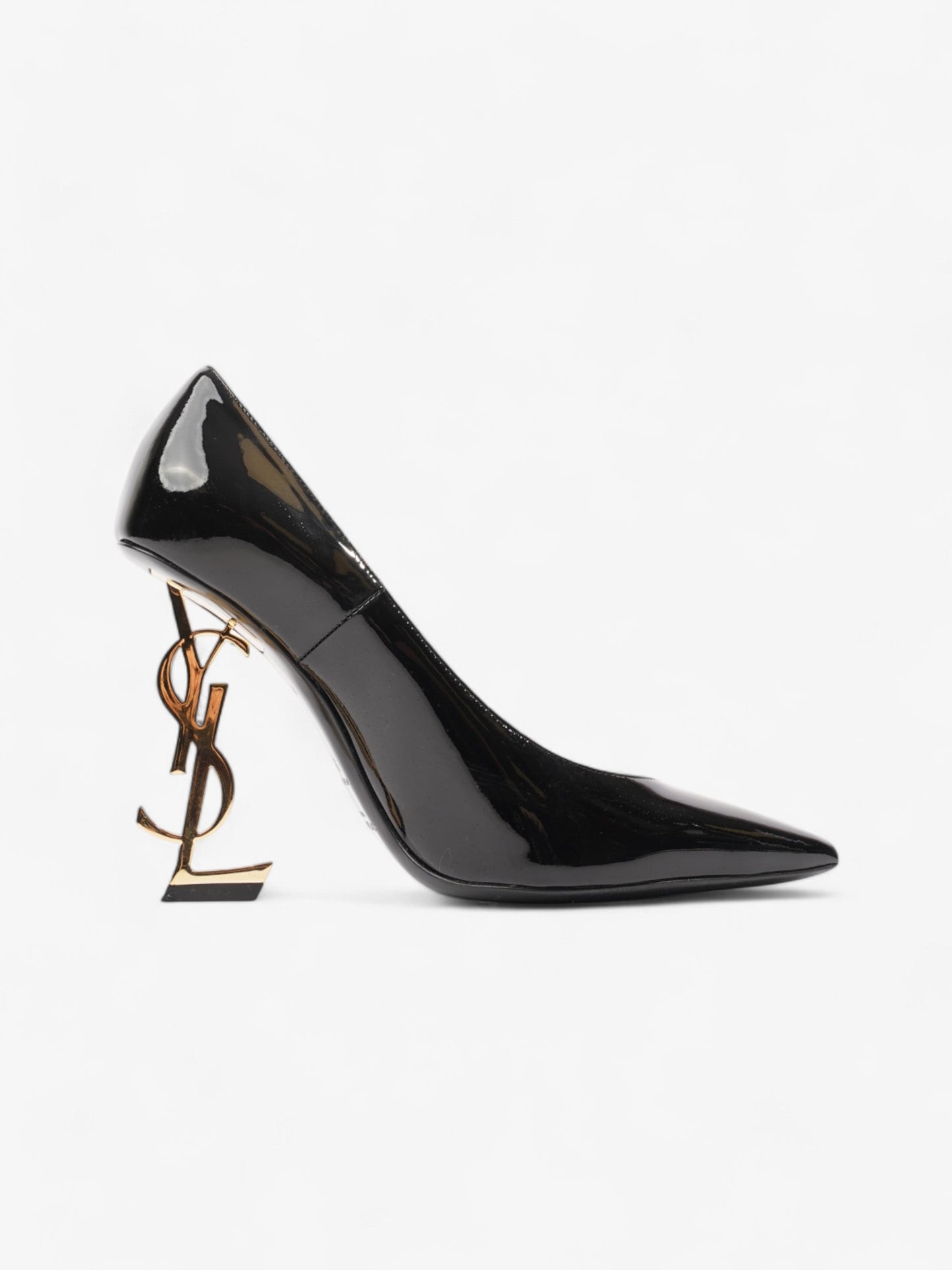 Saint Laurent Opyum 110mm Black / Gold Patent Leather EU 38 UK 5