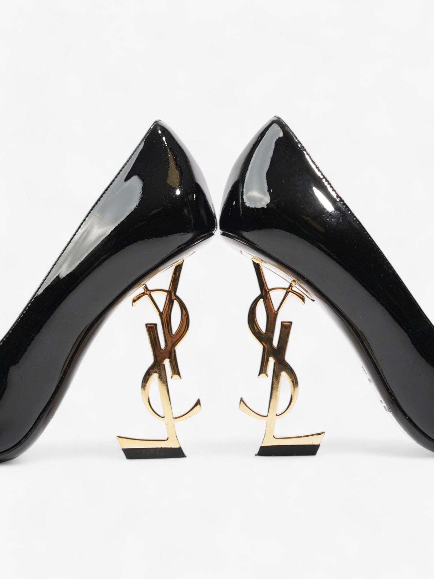 Saint Laurent Opyum 110mm Black / Gold Patent Leather EU 38 UK 5