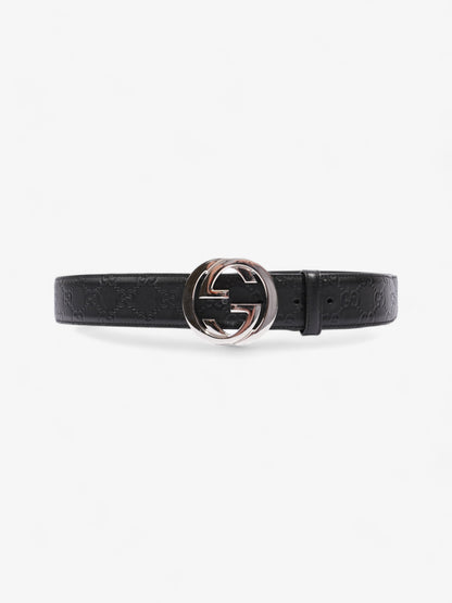 Gucci Interlocking GG Belt Black / Silver Leather 100cm / 40"