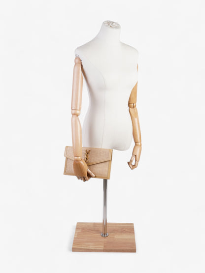 Saint Laurent Uptown Clutch Beige Raffia