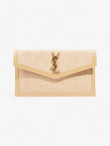 Saint Laurent Uptown Clutch Beige Raffia