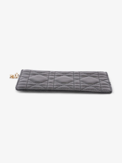 Christian Dior Lady Dior Card And Coin Wallet Black Lambskin Leather