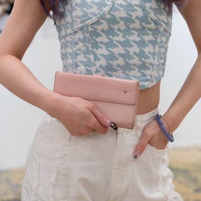 Chanel Butterfly Camellia Bifold Long Wallet Pink
