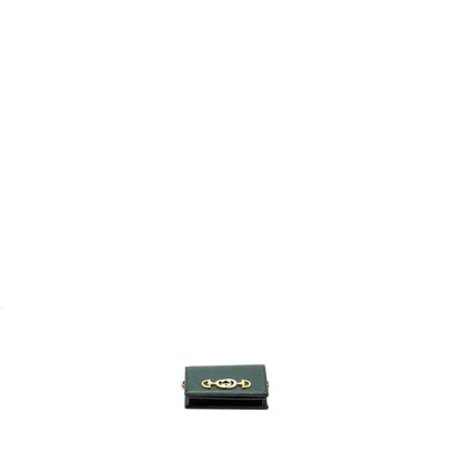 Gucci zumi mini wallet with chain calfskin dark green