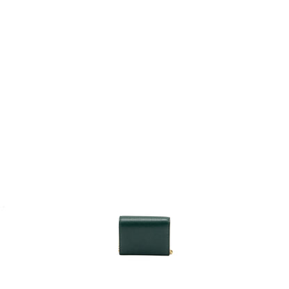 Gucci zumi mini wallet with chain calfskin dark green