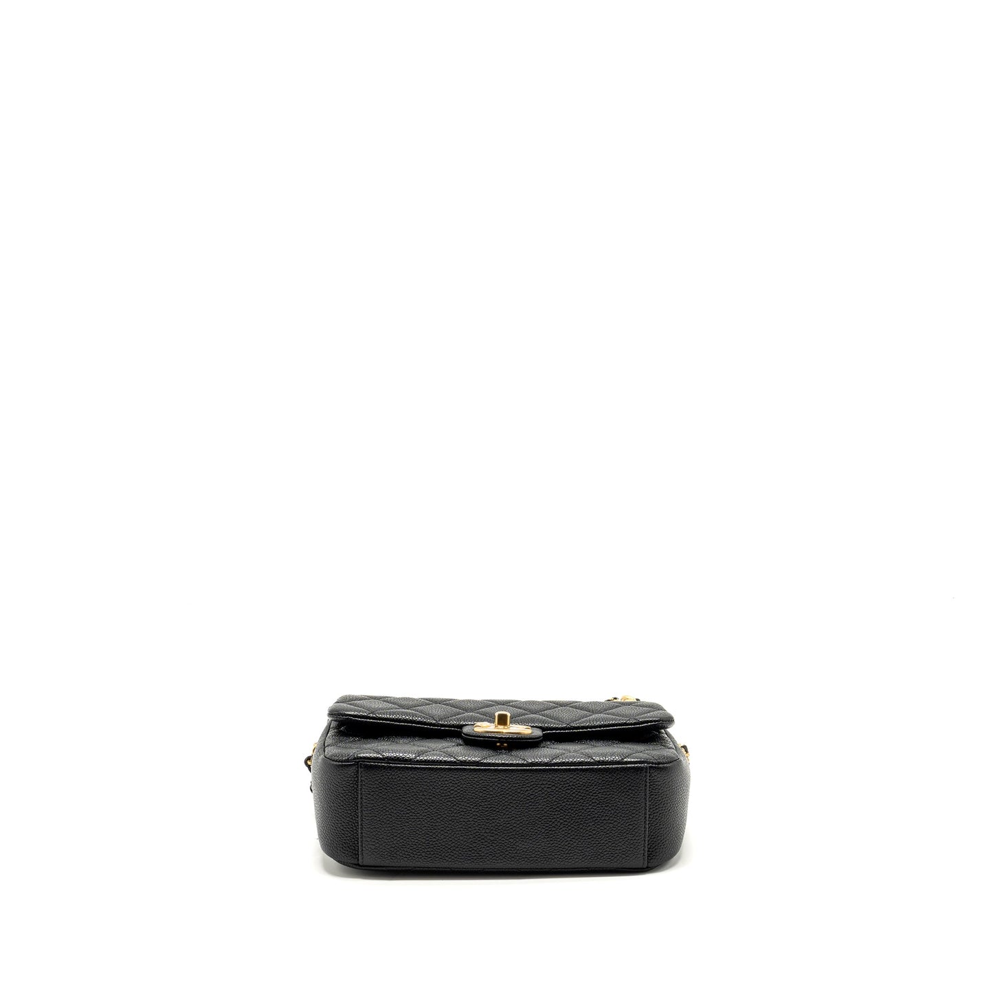Chanel 21A Detailed Chains Flap Bag Caviar Black  (Microchip)