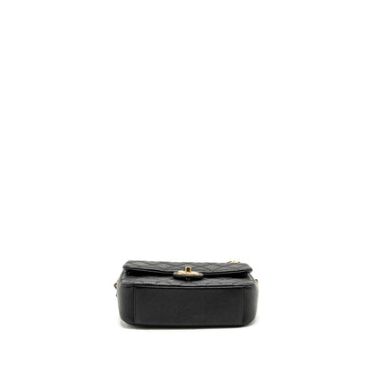 Chanel 21A Detailed Chains Flap Bag Caviar Black  (Microchip)